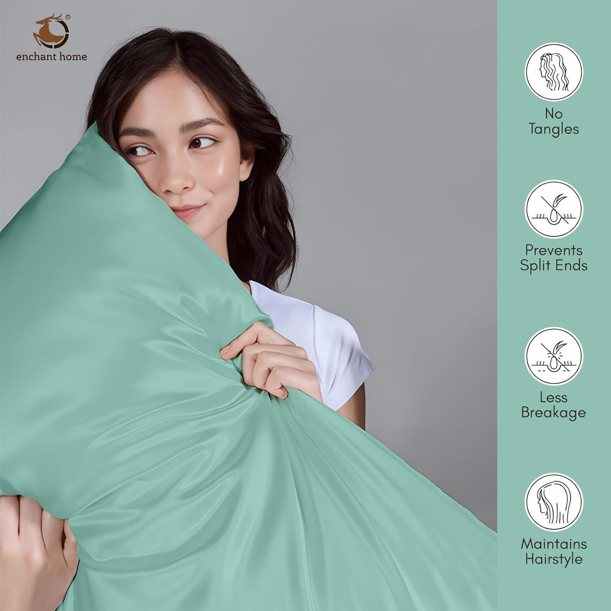 300 TC Art Silk Satin Pillow Cover Set - Aqua Blue