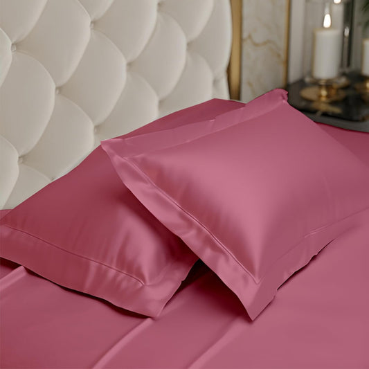 300 TC Art Silk Satin Pillow Cover Set - Pink