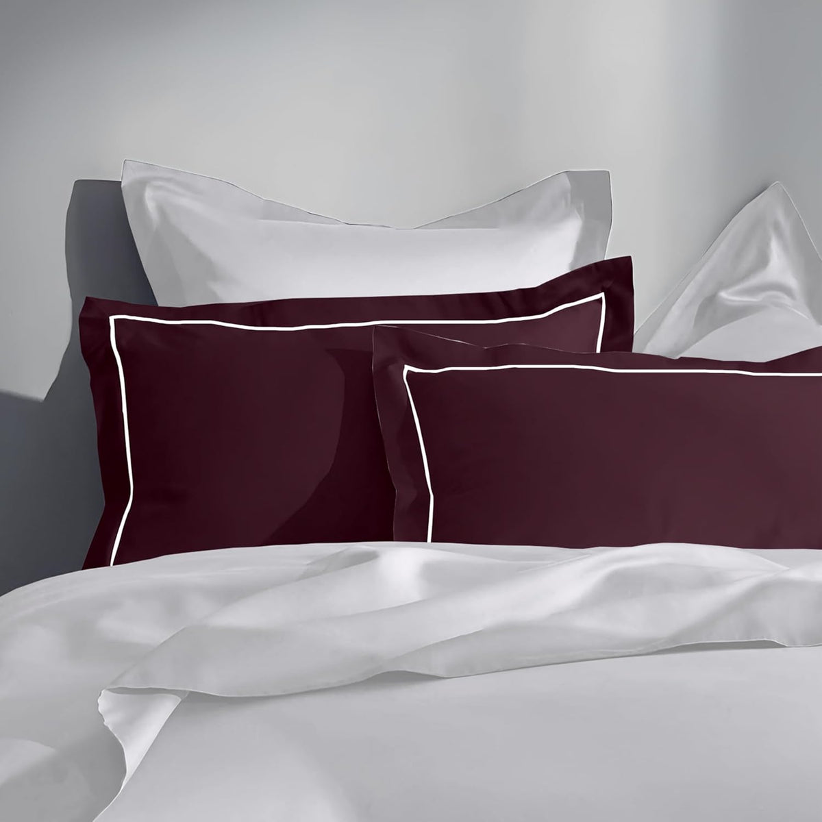 Pure Cotton 300 TC Solid Pillow Cover Set - Wine