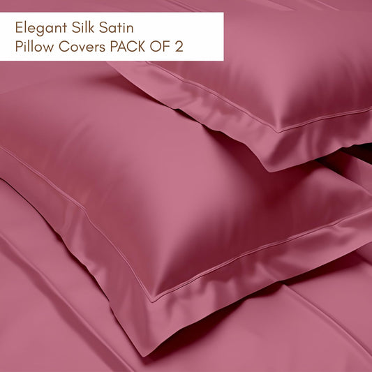 300 TC Art Silk Satin Pillow Cover Set - Pink