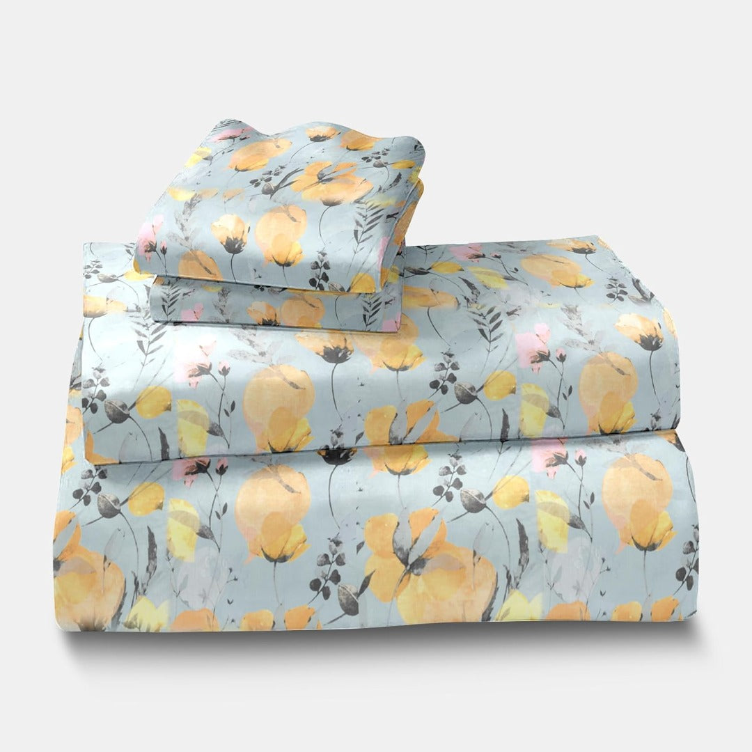 Satin Glory 200 TC Pure Cotton Double Bedsheet - Aqua