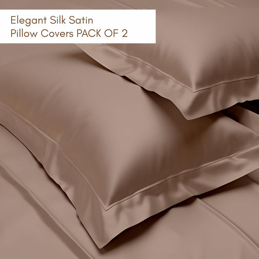 300 TC Art Silk Satin Pillow Cover Set - Rose Gold