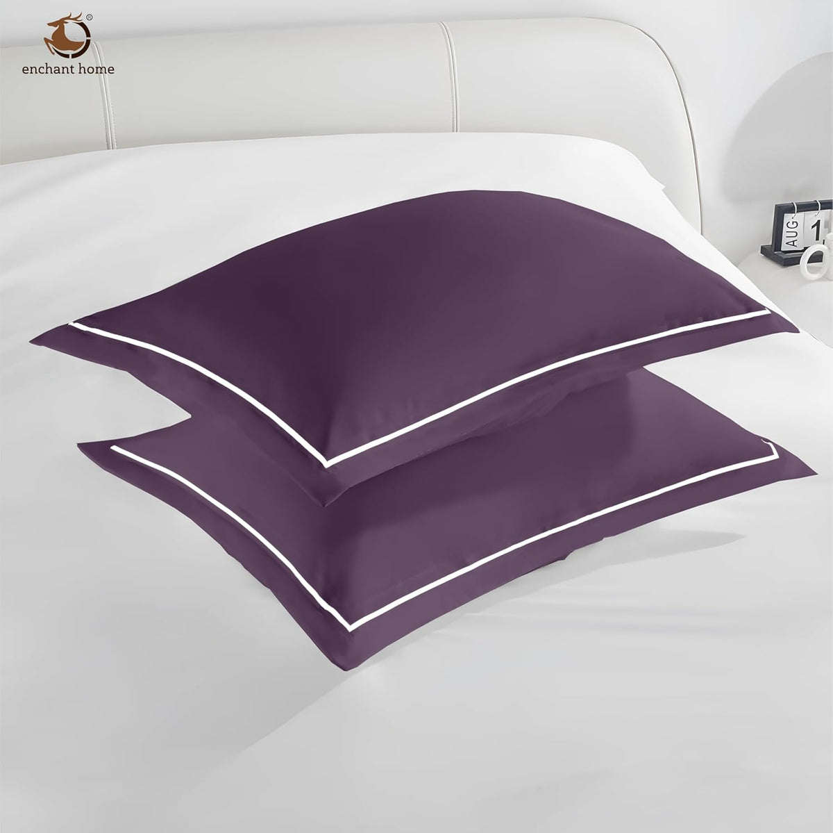 Pure Cotton 300 TC Solid Pillow Cover Set - Plum