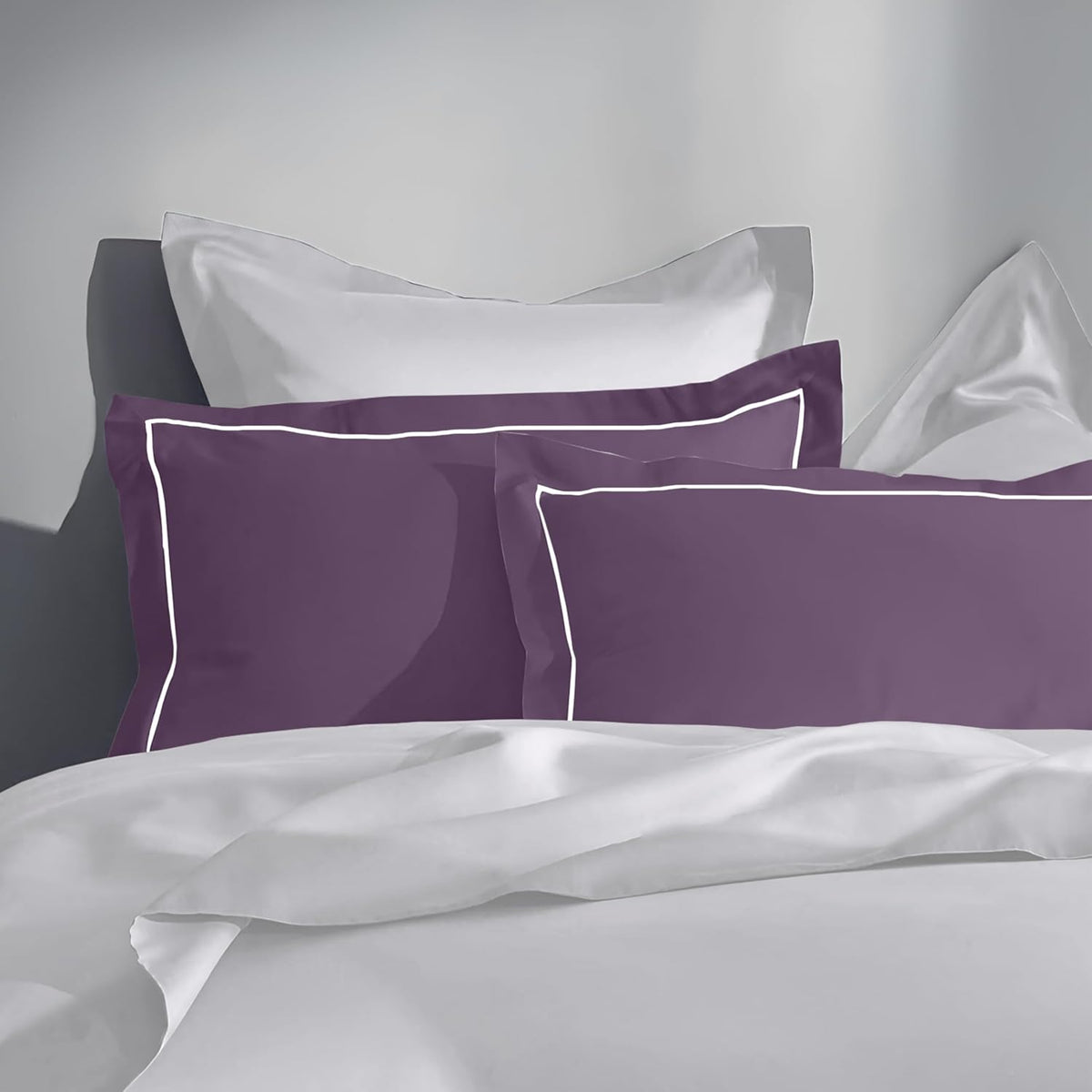 Pure cotton 300 TC solid pillow cover set in plum