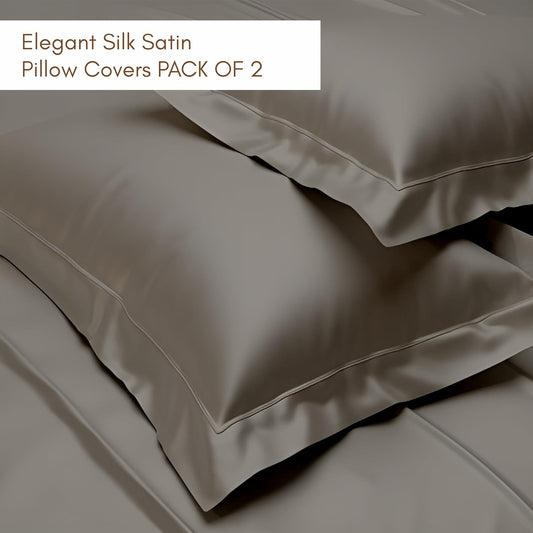 300 TC Art Silk Satin Pillow Cover Set - Grey