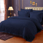 Pure Cotton Satin Stripe King Bedsheet - Navy Blue