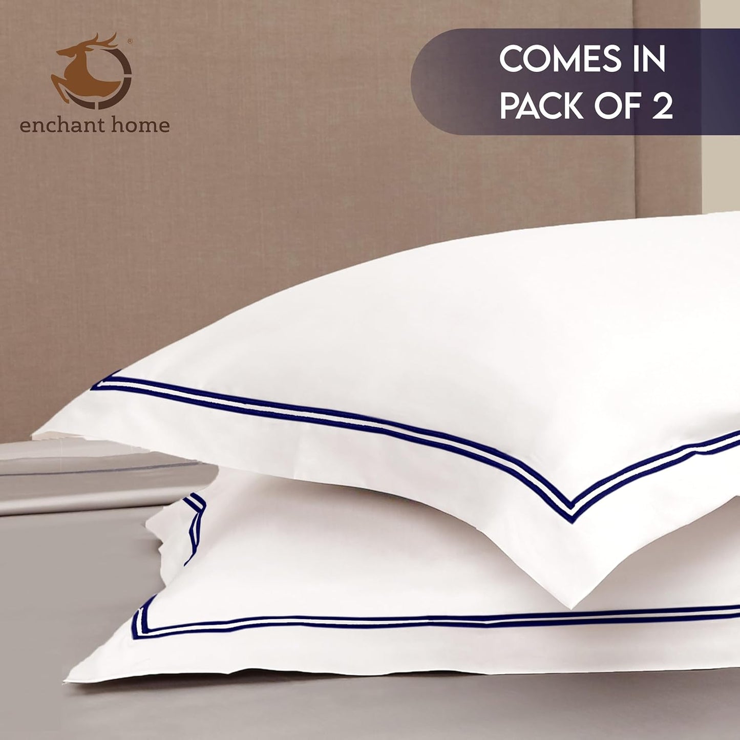 Pure Cotton 500 TC Pillow Cover Set - White