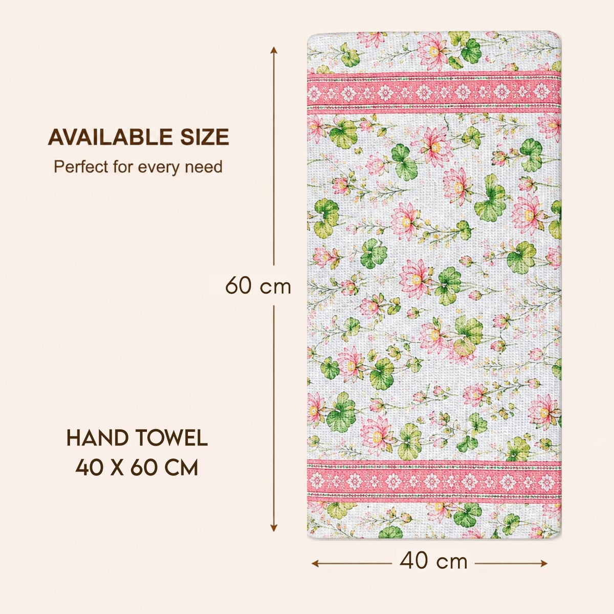 Pure Cotton Printed Waffle Hand Towel - Lotus Serene