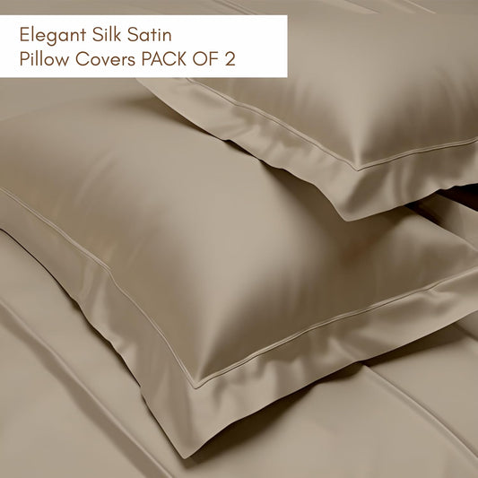 300 TC Art Silk Satin Pillow Cover Set - Beige