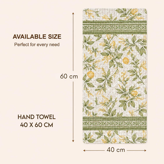 Pure Cotton Printed Waffle Hand Towel - Sage Botanical