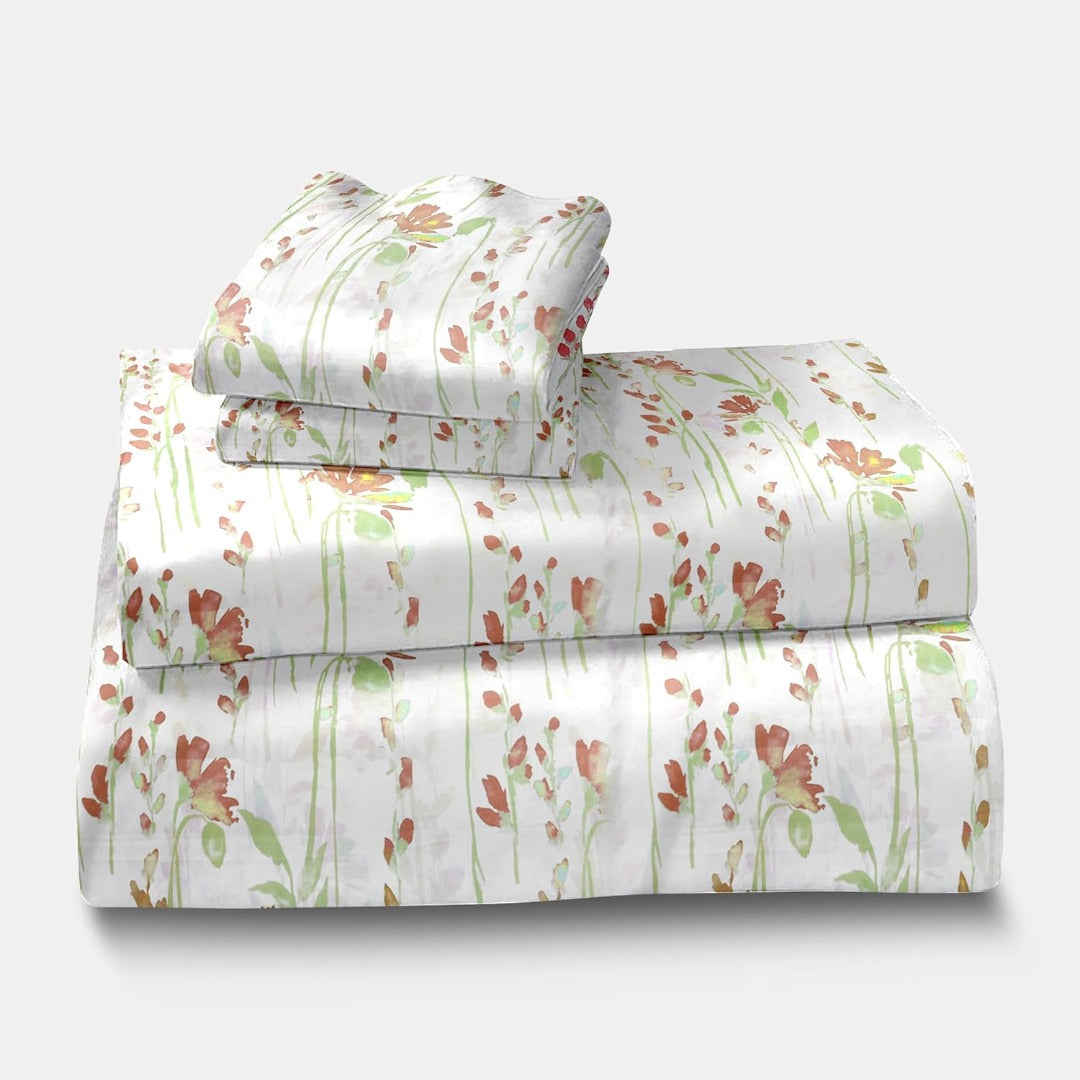 Satin Glory Pure Cotton Double Bedsheet- Dark Red