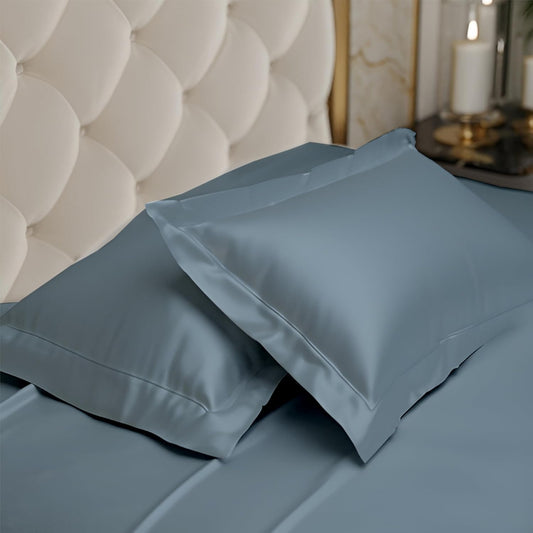 300 TC Art Silk Satin Pillow Cover Set -  Coral Blue