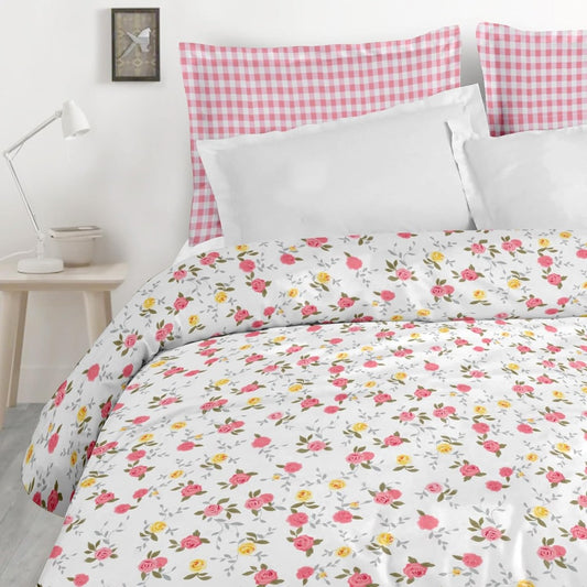 Blossom Glace Cotton Printed Double Bedsheet - Red