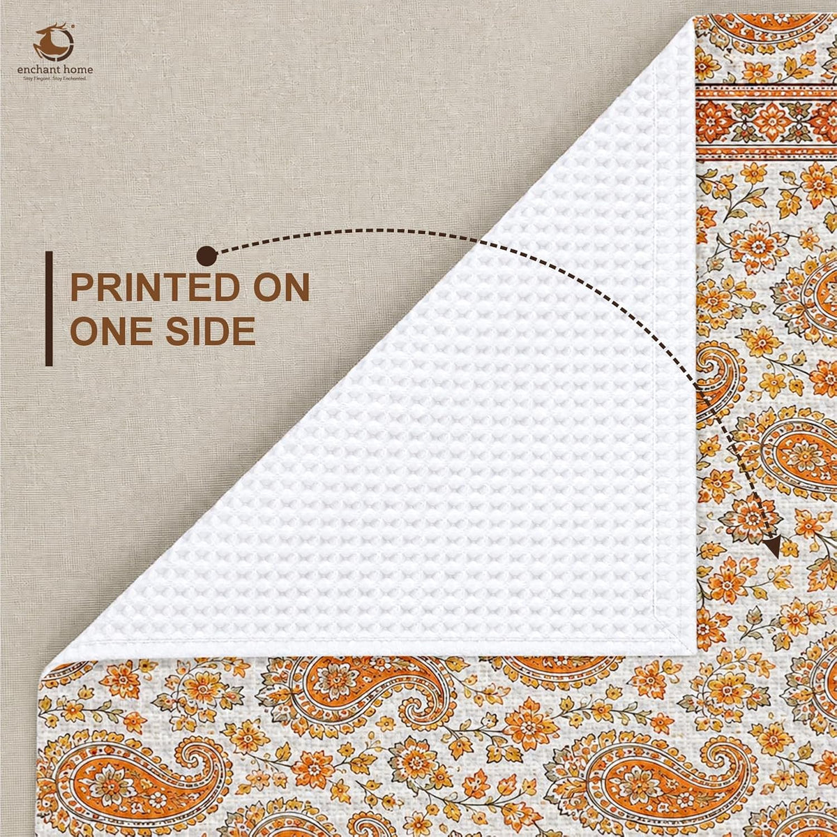 Pure Cotton Printed Waffle Hand Towel - Paisley Charm
