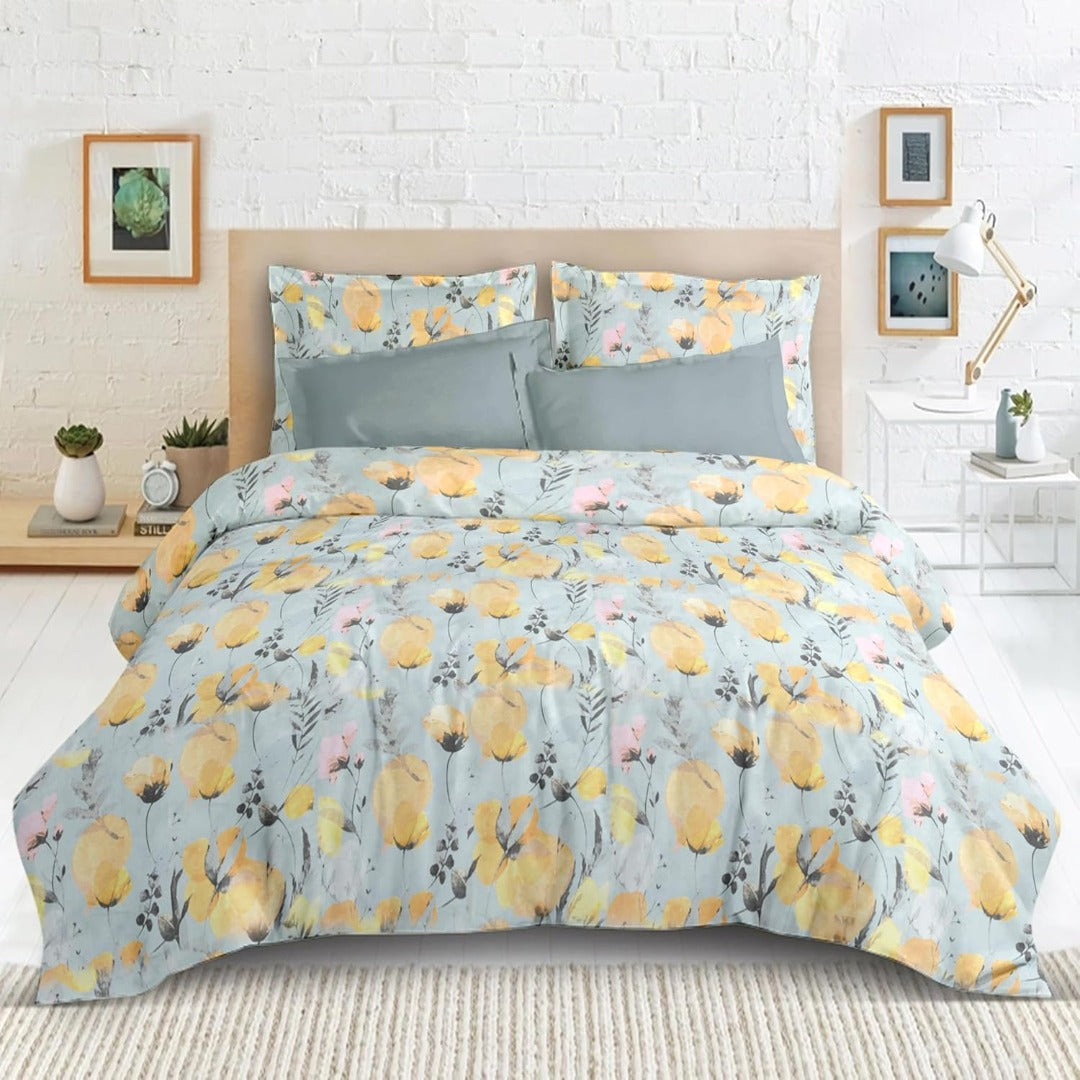 Satin Glory 200 TC pure cotton double bedsheet in aqua