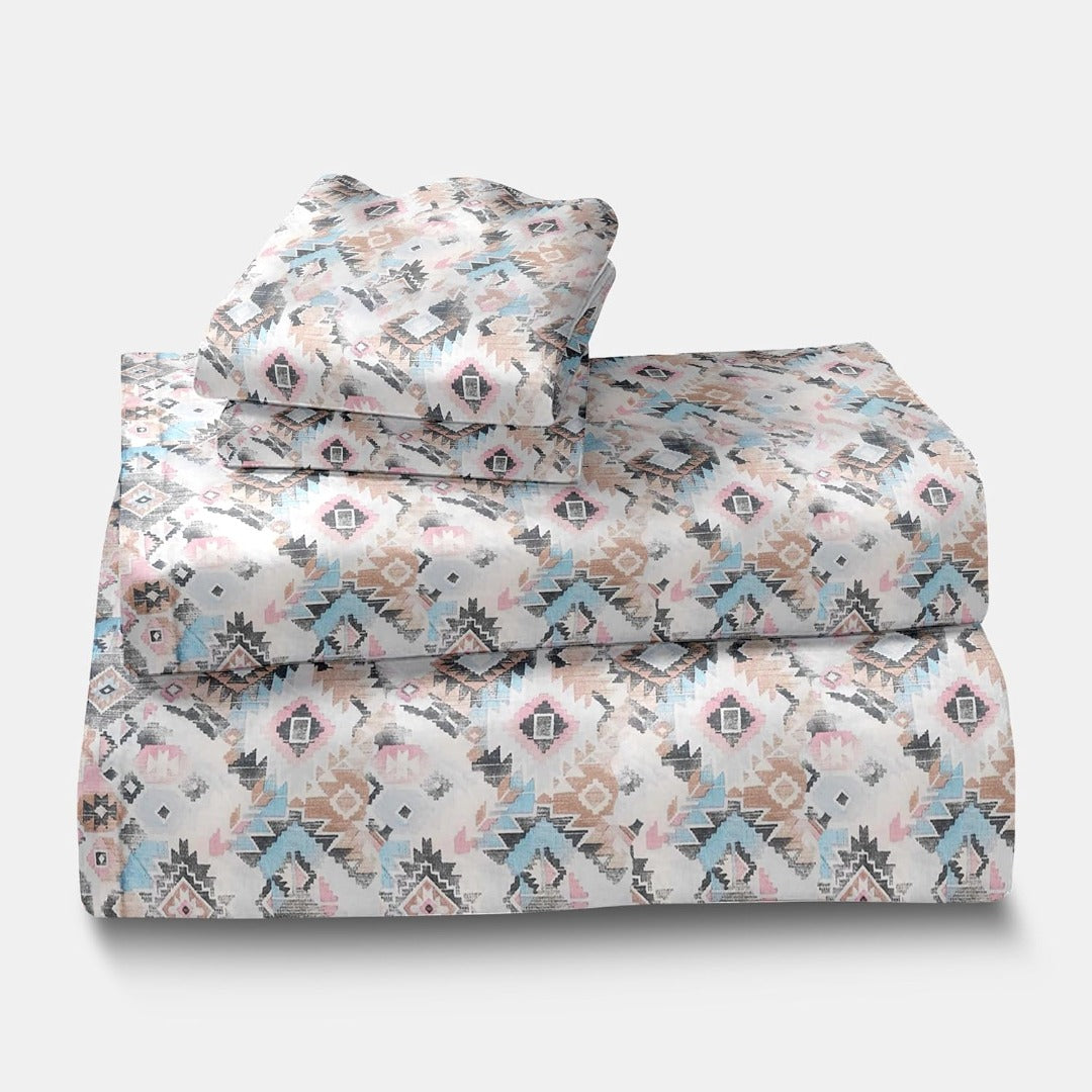 Multicolor Satin Glory pure cotton bedsheet print close-up