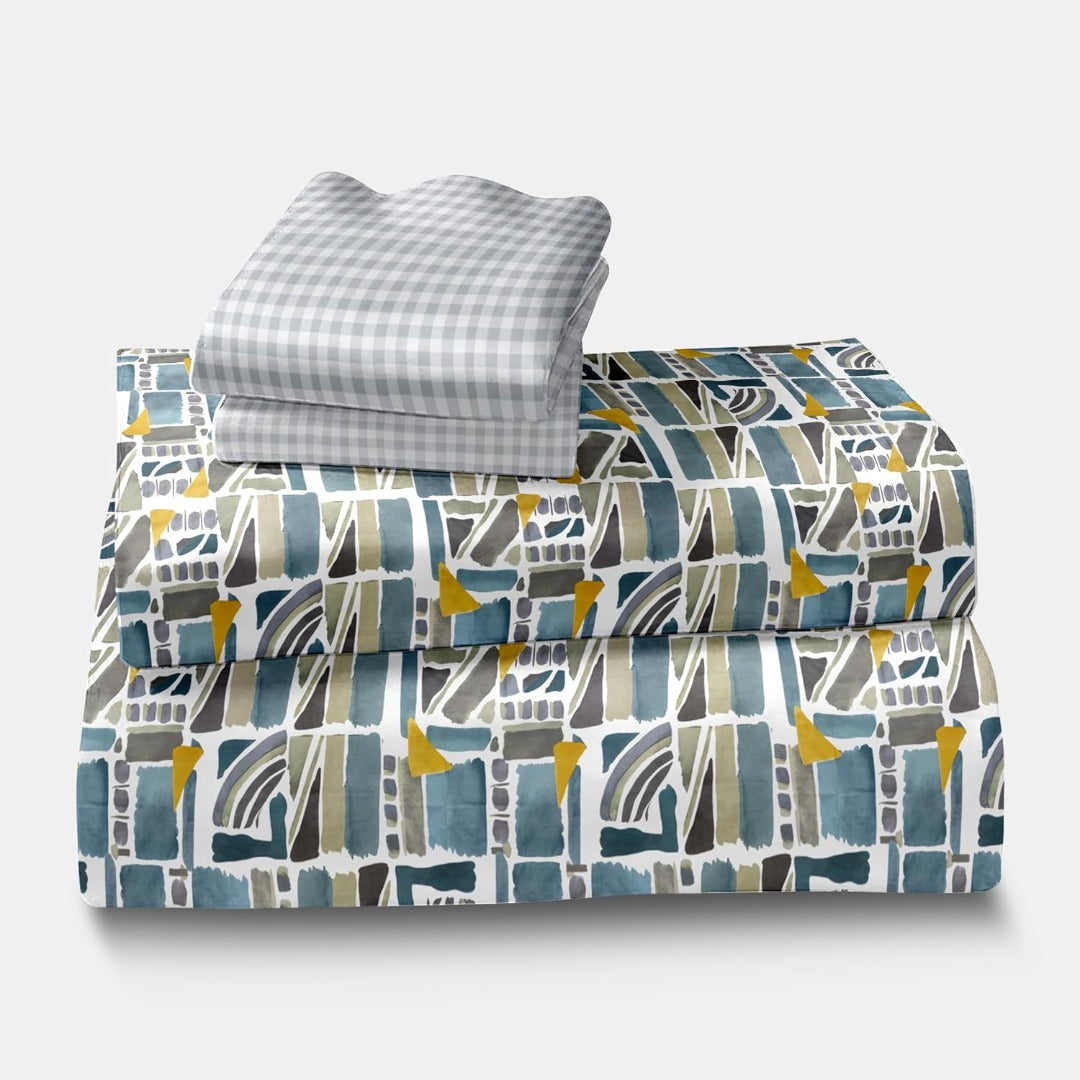 Blossom Glace Cotton Printed Double Bedsheet - Multicolor