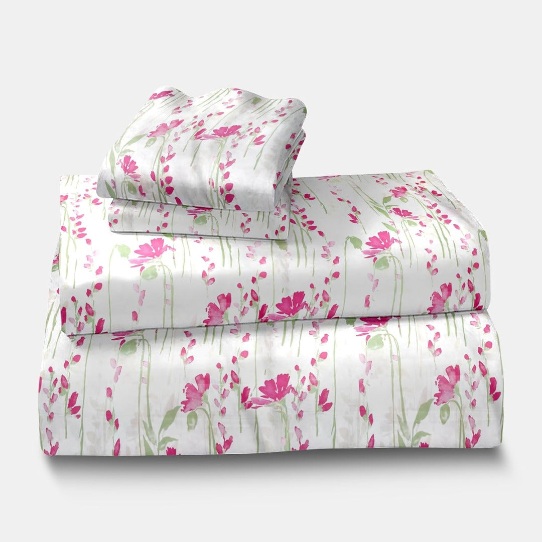 Satin Glory Pure Cotton Double Bedsheet - Pastel Pink