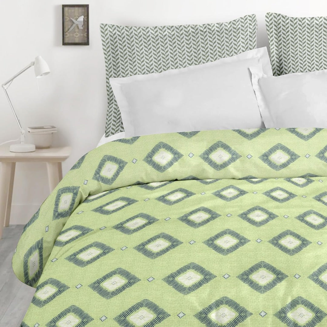 Customizable Blossom Glace Cotton Printed Bedsheet - Green