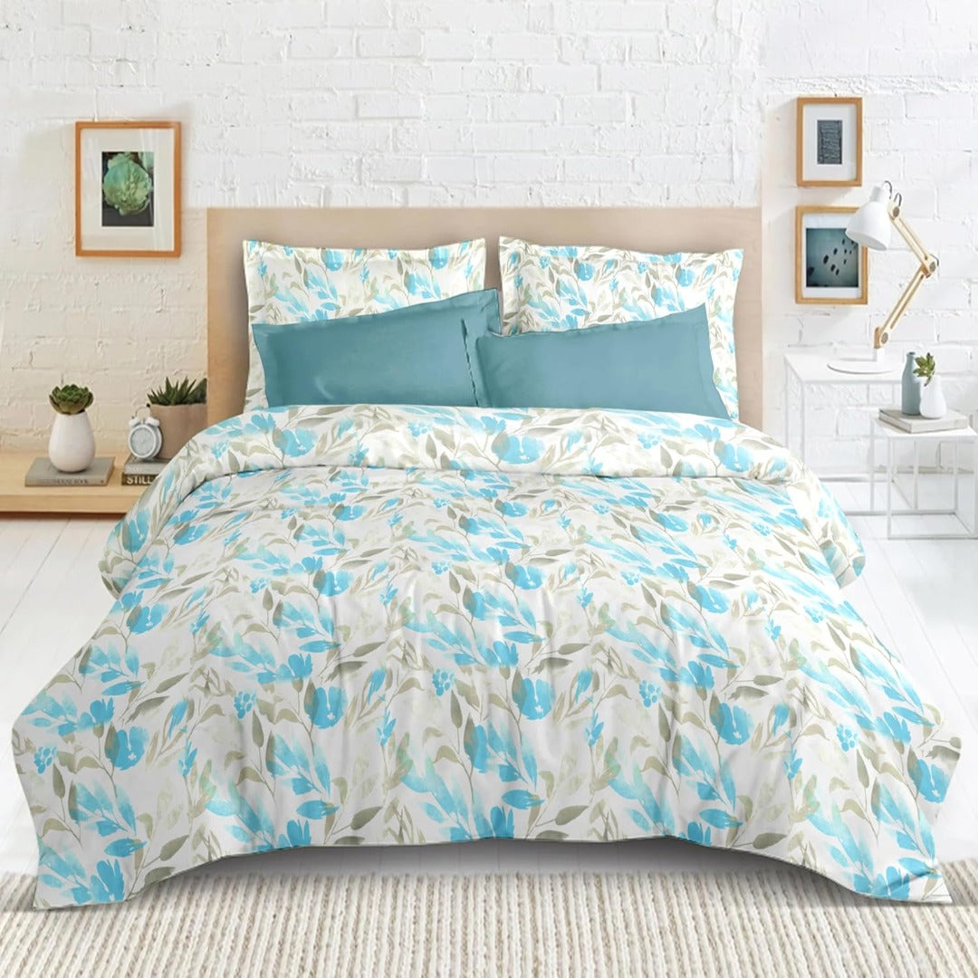 Satin Glory 200 TC pure cotton double bedsheet in blue