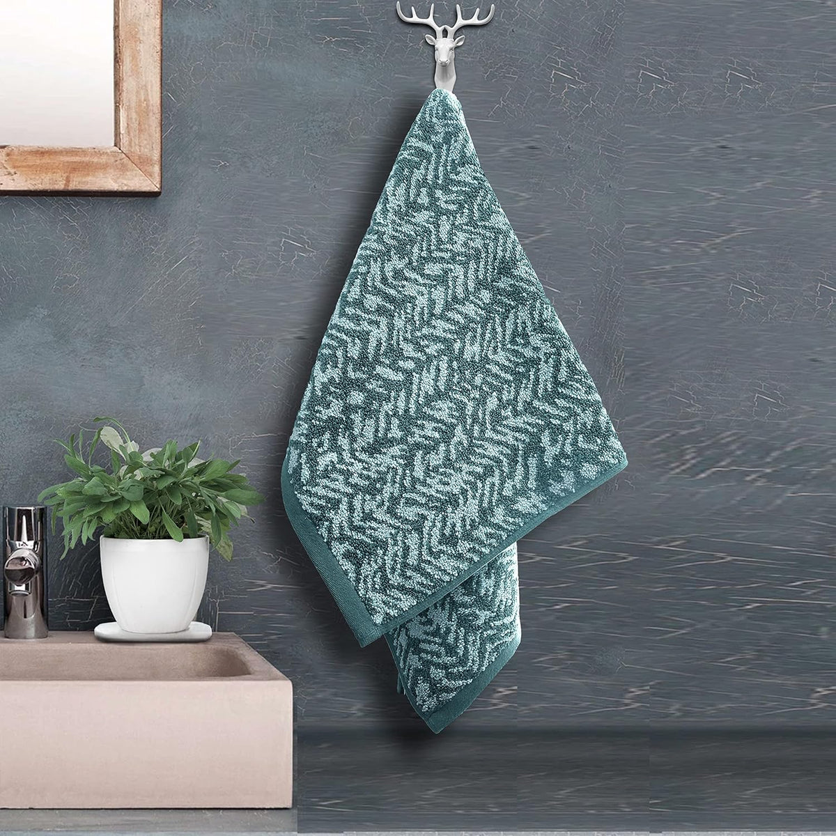 Pure Cotton Jacquard Hand Towels - Green