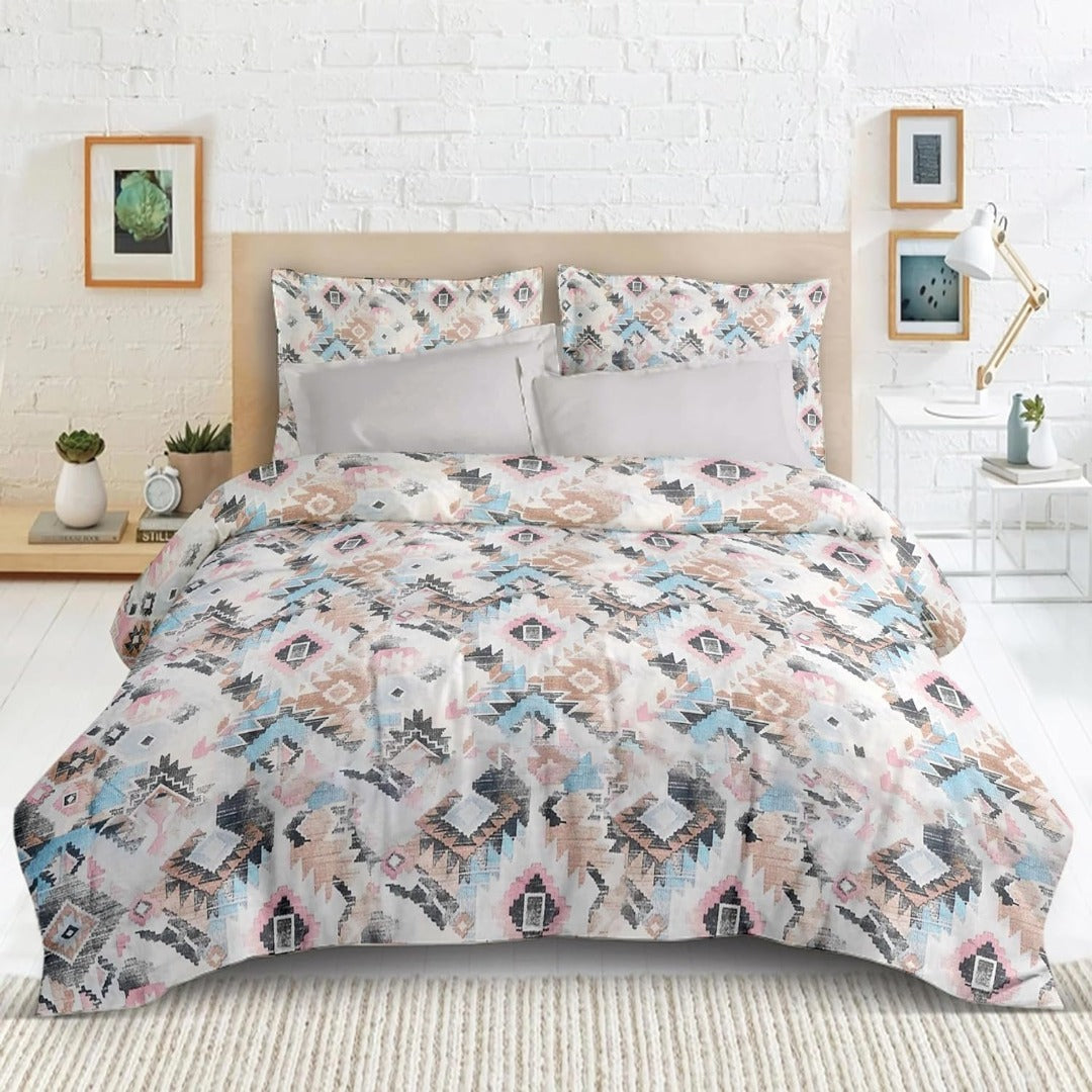 Satin Glory 200 TC pure cotton double bedsheet in multicolor print