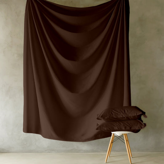 Customizable 250 TC Dyed Sateen Elegance Fitted Bedsheet - Coffee