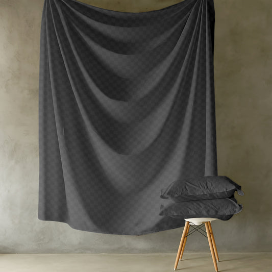 Customizable 300 TC Mozziac Checks Bedsheet - Dark Grey