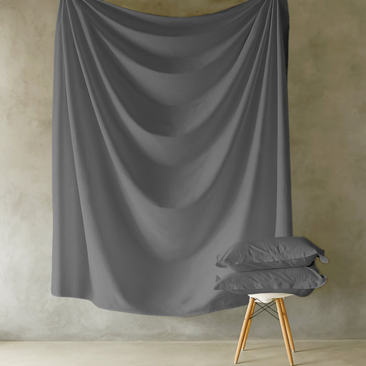 Customizable 250 TC Dyed Sateen Elegance Fitted Bedsheet - Dark Grey