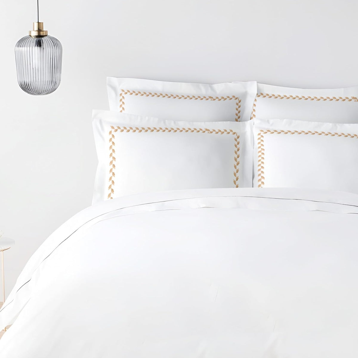 Pure Cotton 500 TC Premium Pillow Cover Set - Golden Leaflets