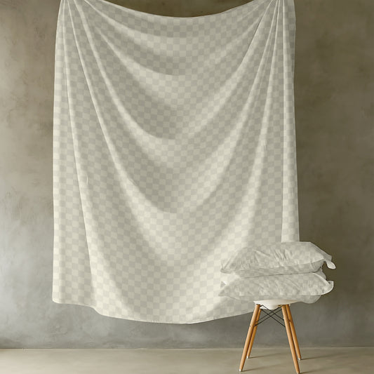 Customizable 300 TC Mozziac Checks Bedsheet - Ivory