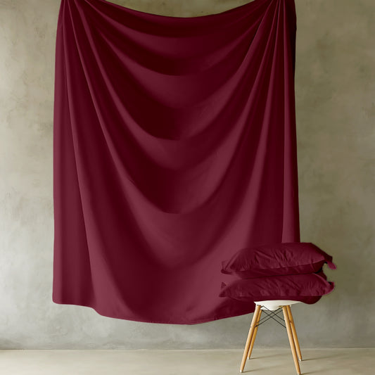 Customizable 250 TC Dyed Sateen Elegance Fitted Bedsheet - Maroon