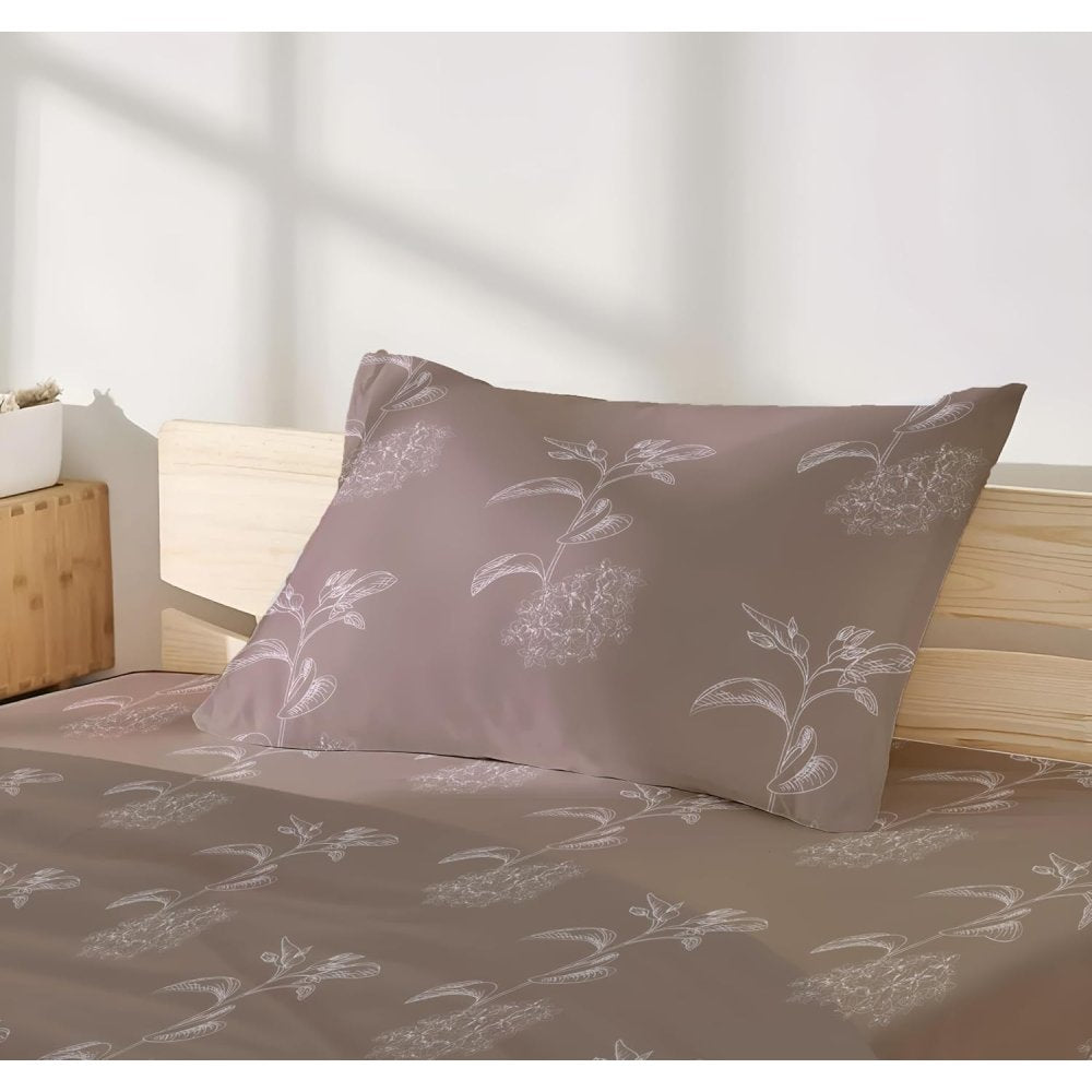 Satin Glory 200 TC Pure Cotton Single Bedsheet  - Brown