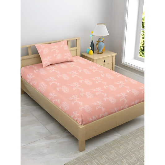 Satin Glory 200 TC Pure Cotton Single Bedsheet  - Peach