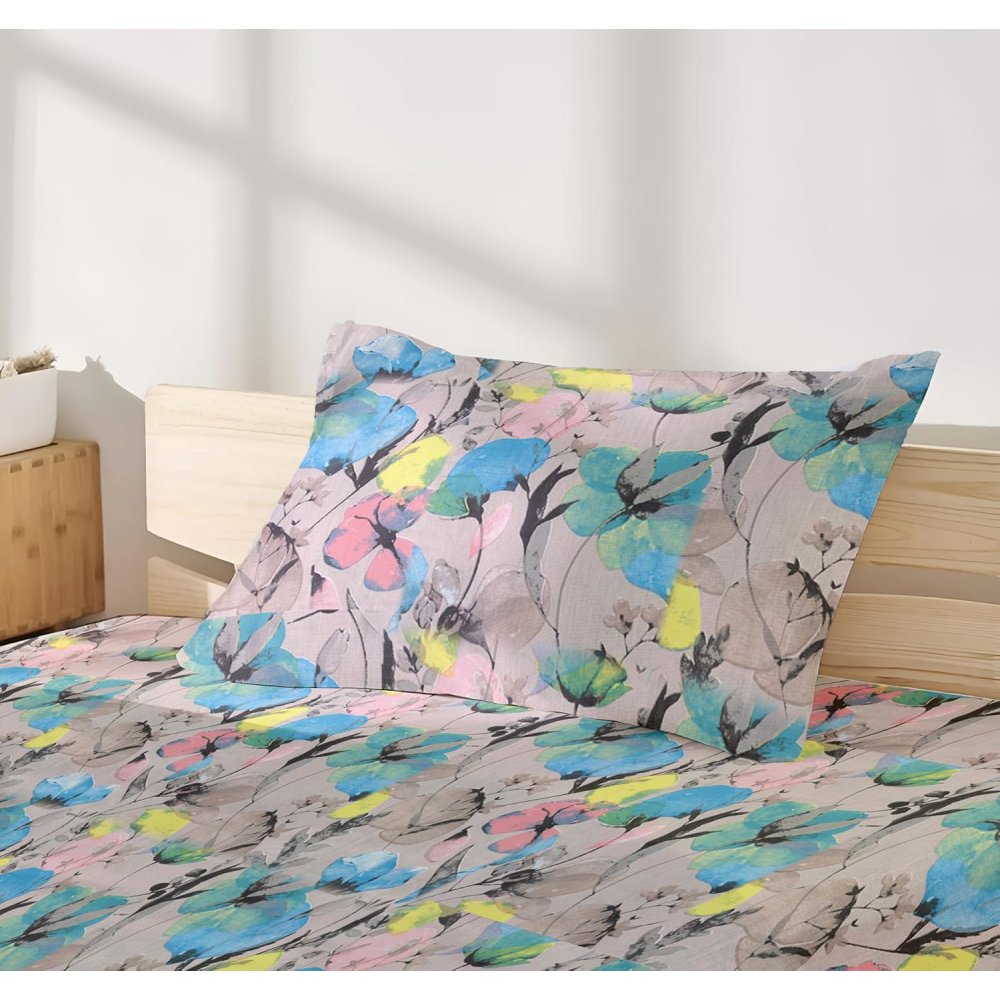 Satin Glory 200 TC Pure Cotton Single Bedsheet  - Khaki