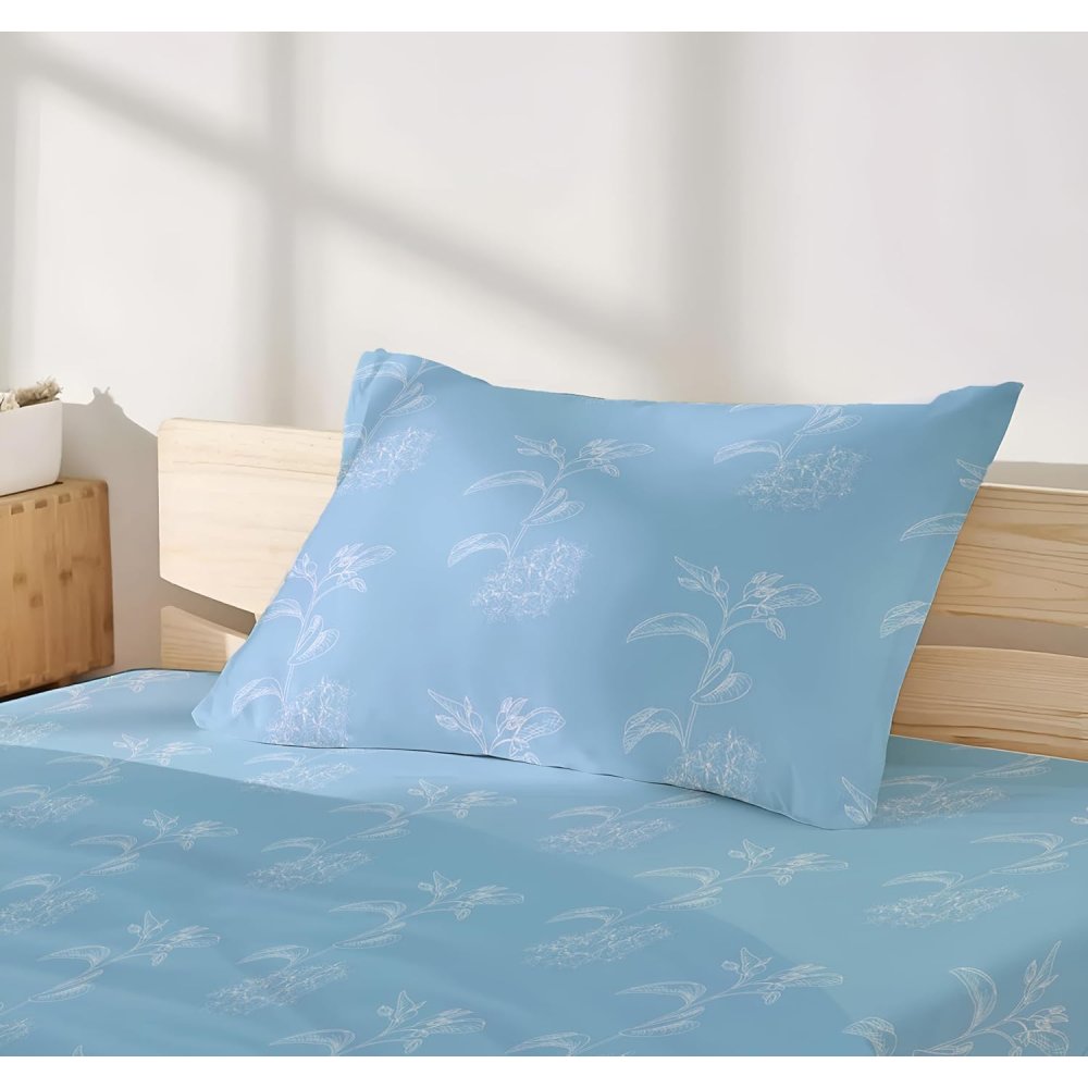 Satin Glory 200 TC Pure Cotton Single Bedsheet - Blue