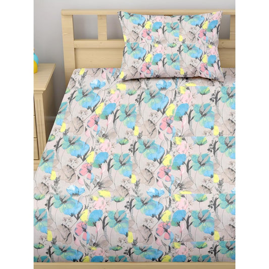 Satin Glory 200 TC Pure Cotton Single Bedsheet  - Khaki