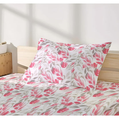 Pink Satin Glory pure cotton single bedsheet fabric close-up