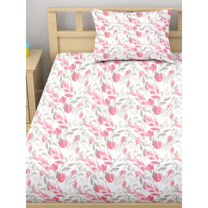 Pink Satin Glory pure cotton single bedsheet with pillow cover – view 2