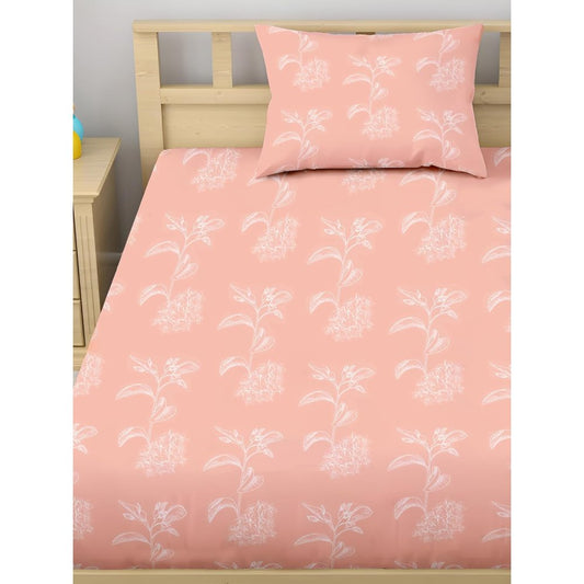 Satin Glory 200 TC Pure Cotton Single Bedsheet  - Peach