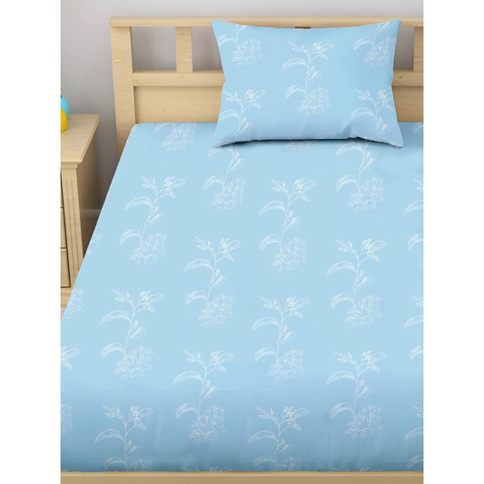 Satin Glory 200 TC Pure Cotton Single Bedsheet - Blue