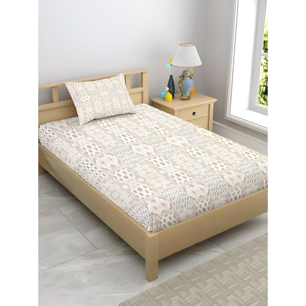 Satin Glory 200 TC pure cotton single bedsheet in green