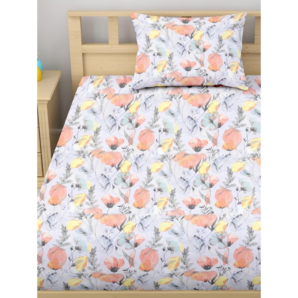Lavender Satin Glory pure cotton bedsheet with pillow covers – view 2