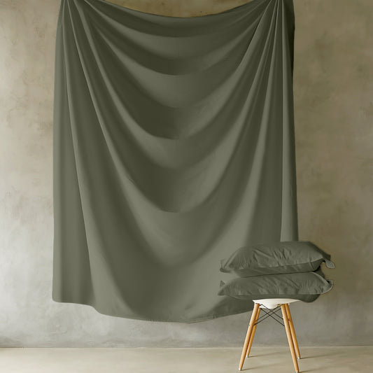 Customizable 250 TC Dyed Sateen Elegance Fitted Bedsheet - Olive Green