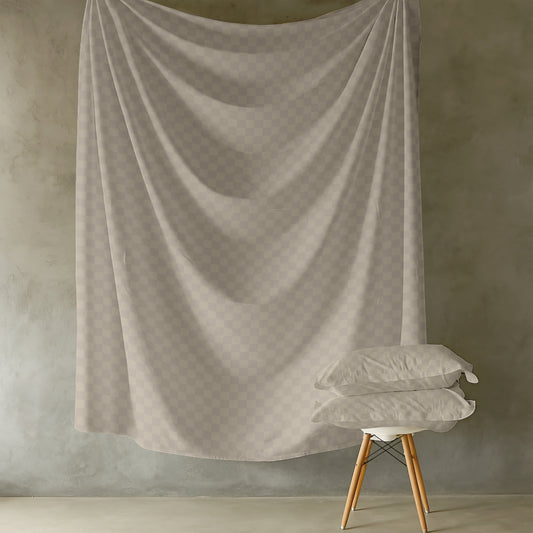 Customizable 300 TC Mozziac Checks Bedsheet - Pearl