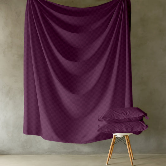 Customizable 300 TC Mozziac Checks Bedsheet - Wine