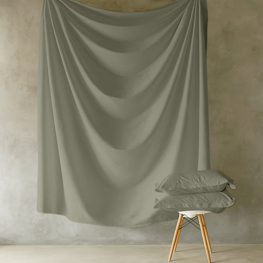 Customizable 250 TC Dyed Sateen Elegance Fitted Bedsheet - Sage Green