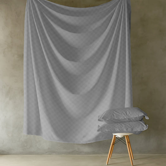 Customizable 300 TC Mozziac Checks Bedsheet - Silver