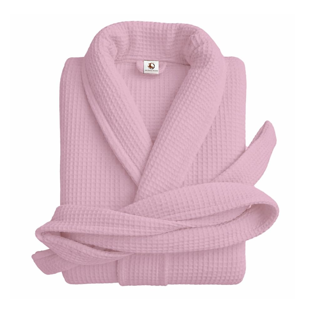 Pure Cotton Unisex Waffle Bath Robe - Pink