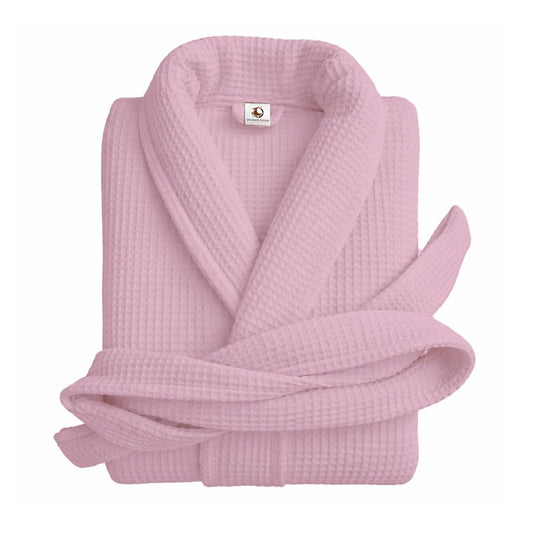 Pure Cotton Unisex Waffle Bath Robe - Pink